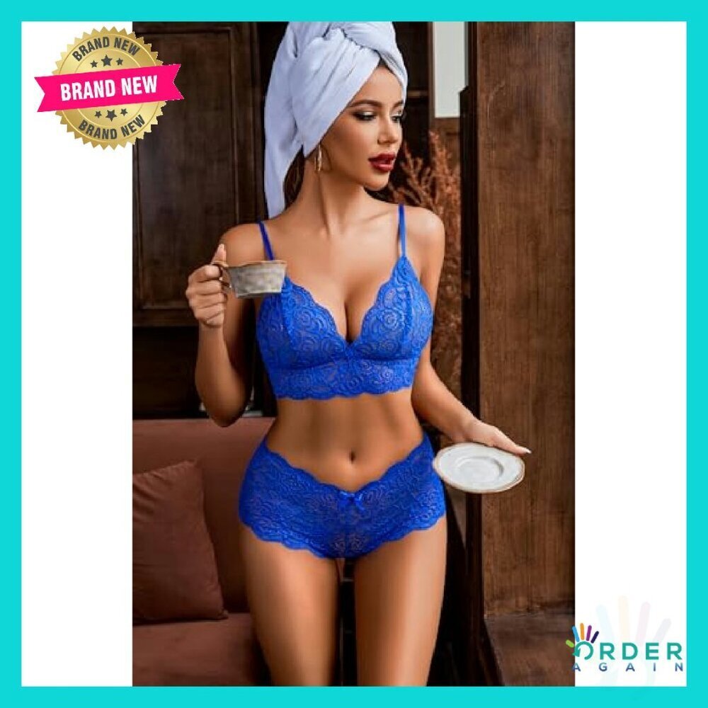 Lace Lingerie Set Elegant Mesh Robe Kimono Sleepwear Sexy 3 Piece - Picture 7 of 8